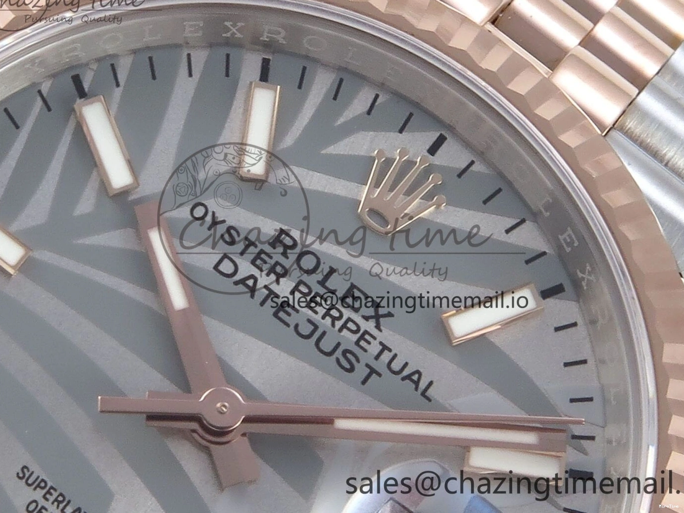 MiroTime 0408 DateJust 36 126231 EWEF Best Edition Silver Leaf Dial Stick Marker on SS RG Jubilee Bracelet A TopPick 596